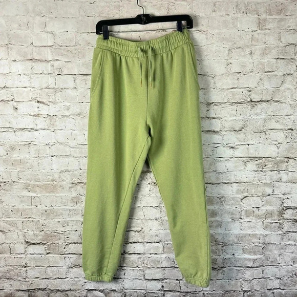 WEWOREWHAT Women's Medium Sweatpants Joggers Sage Green 100% Cotton Drawstring M - Picture 2 of 10